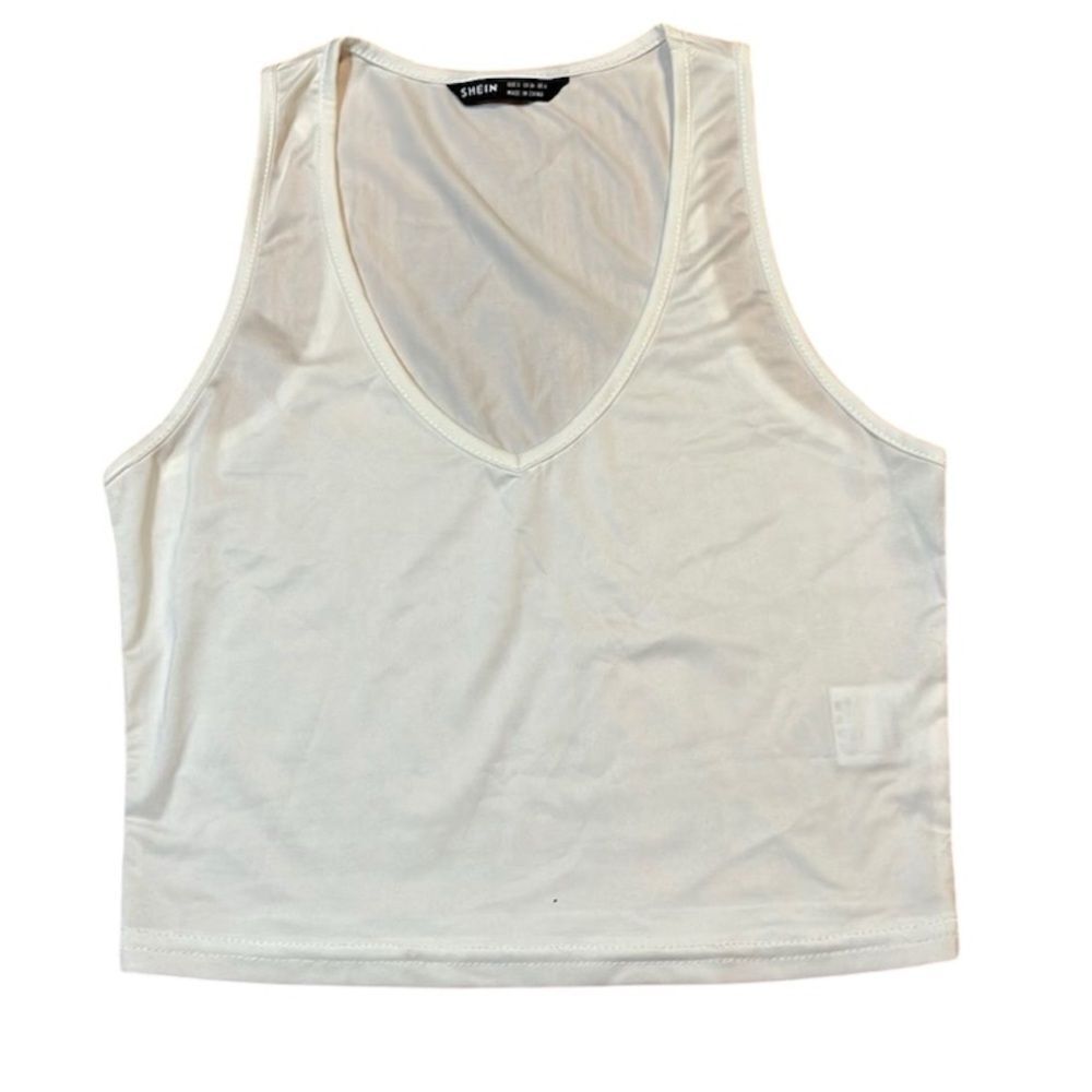 Thin white crop tank top